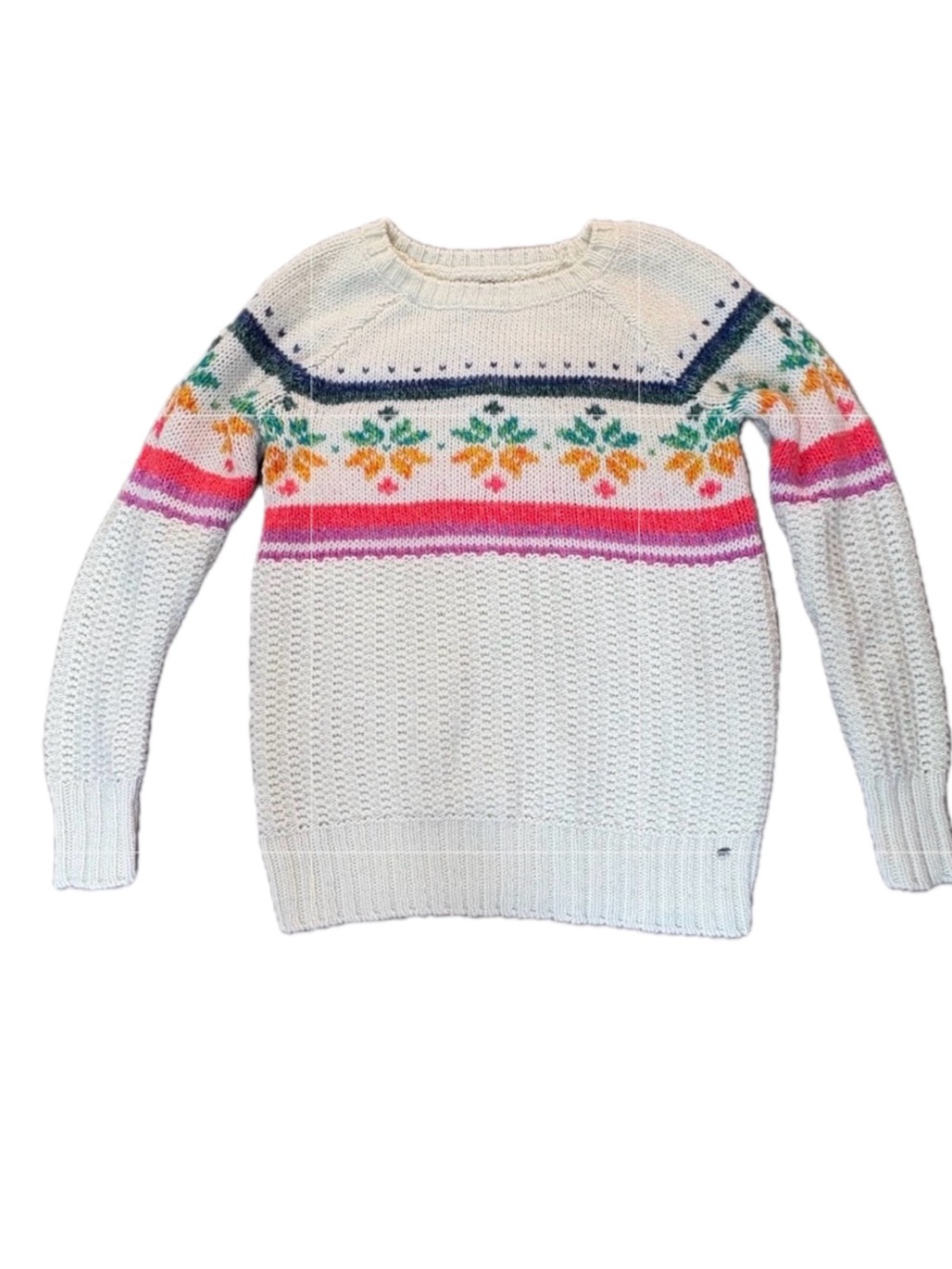 American Eagle Fair Isle Jegging Sweater Cream Rainbow Size S